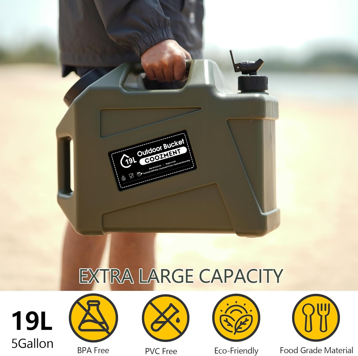 3.2 Gallon/5 Gallon Water Containers with Spigot, BPA Free Water Jug, Military Green Water Tank, Multifunction Water