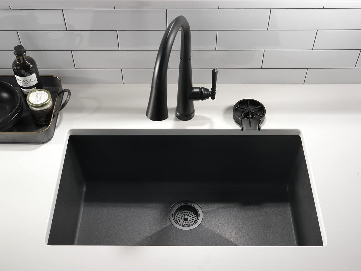Matte Black Metal Glass Rinser for Kitchen Sink, Cup Washer for Sink, Bottle Washer, Matte Black GR250-BL