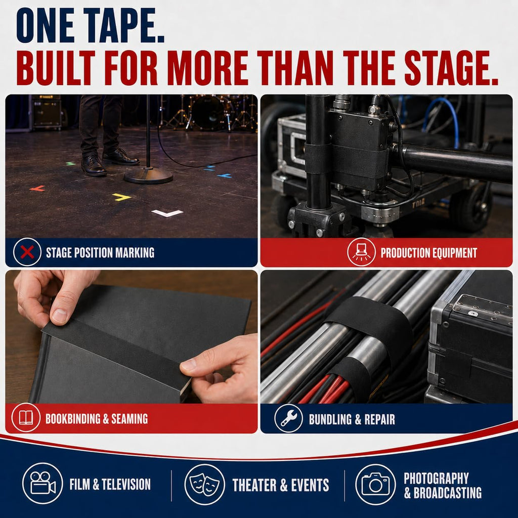 CGT-80 Gaffers Stage Tape, Black, 1/2 in x 60 yd, 1-Pack