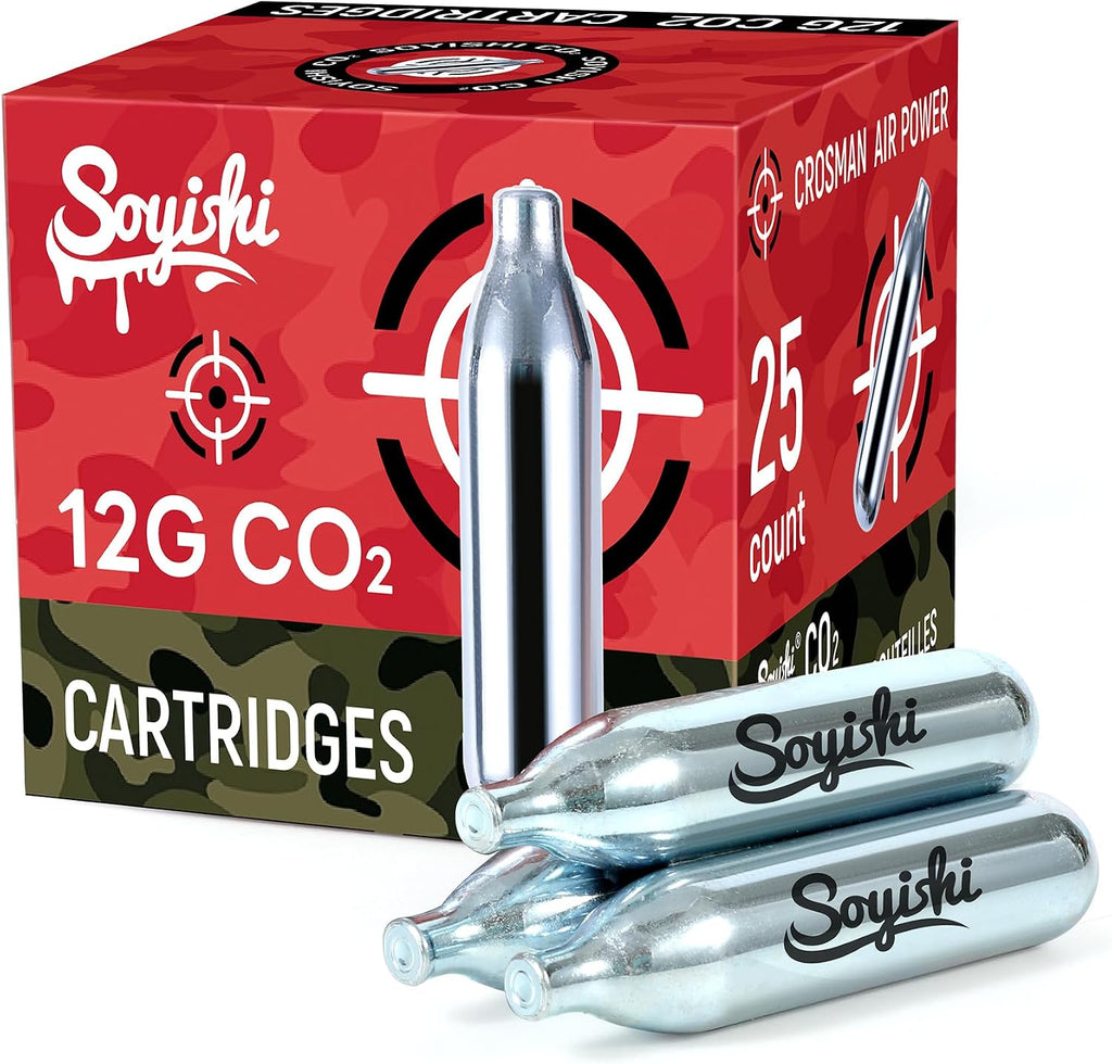 12g CO2 Cartridges Non-Threaded for CO2 BB Gun, Air Gun, Airsoft Gun, Air Pistol, Air Rifle(25 Count)