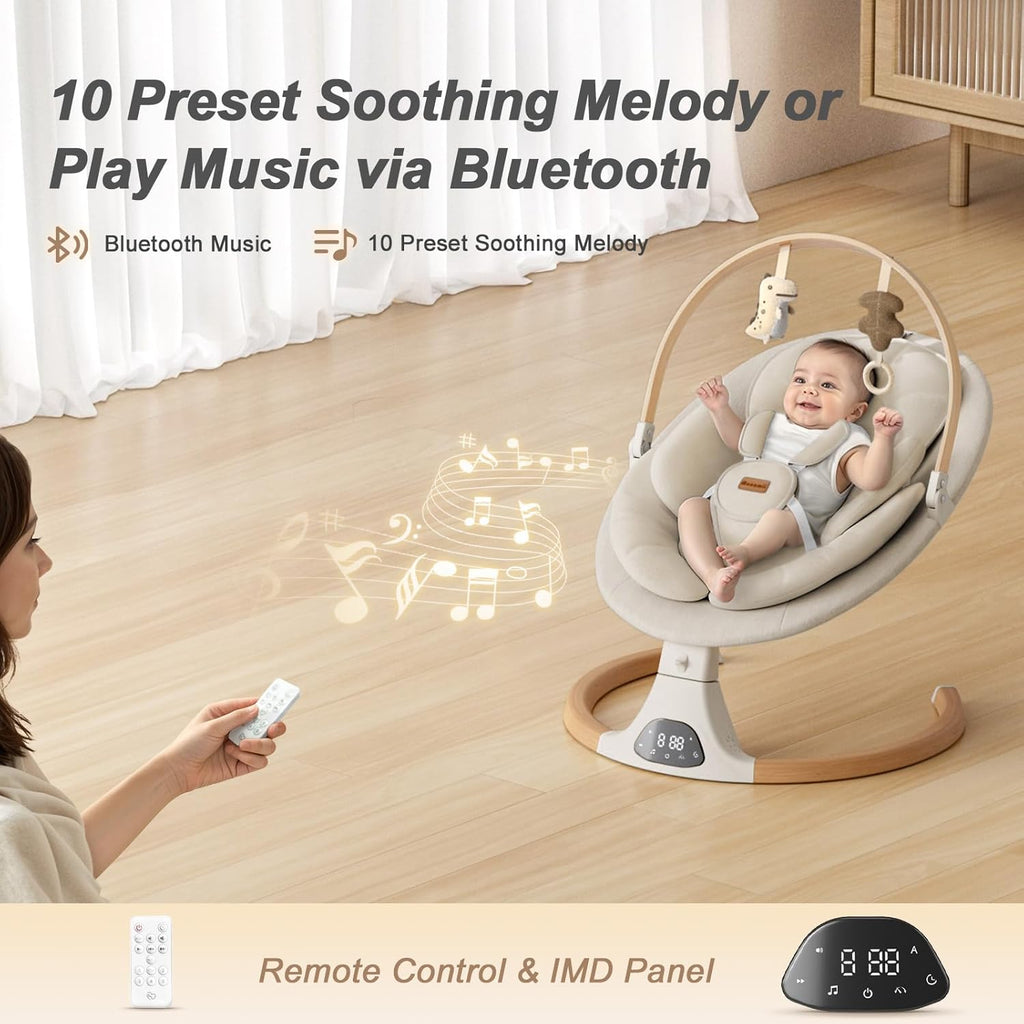 Baby Swings for Infants, Bluetooth Infant Swing with Music Speaker | Baby Swing with 5 Speeds, Remote Control, IMD