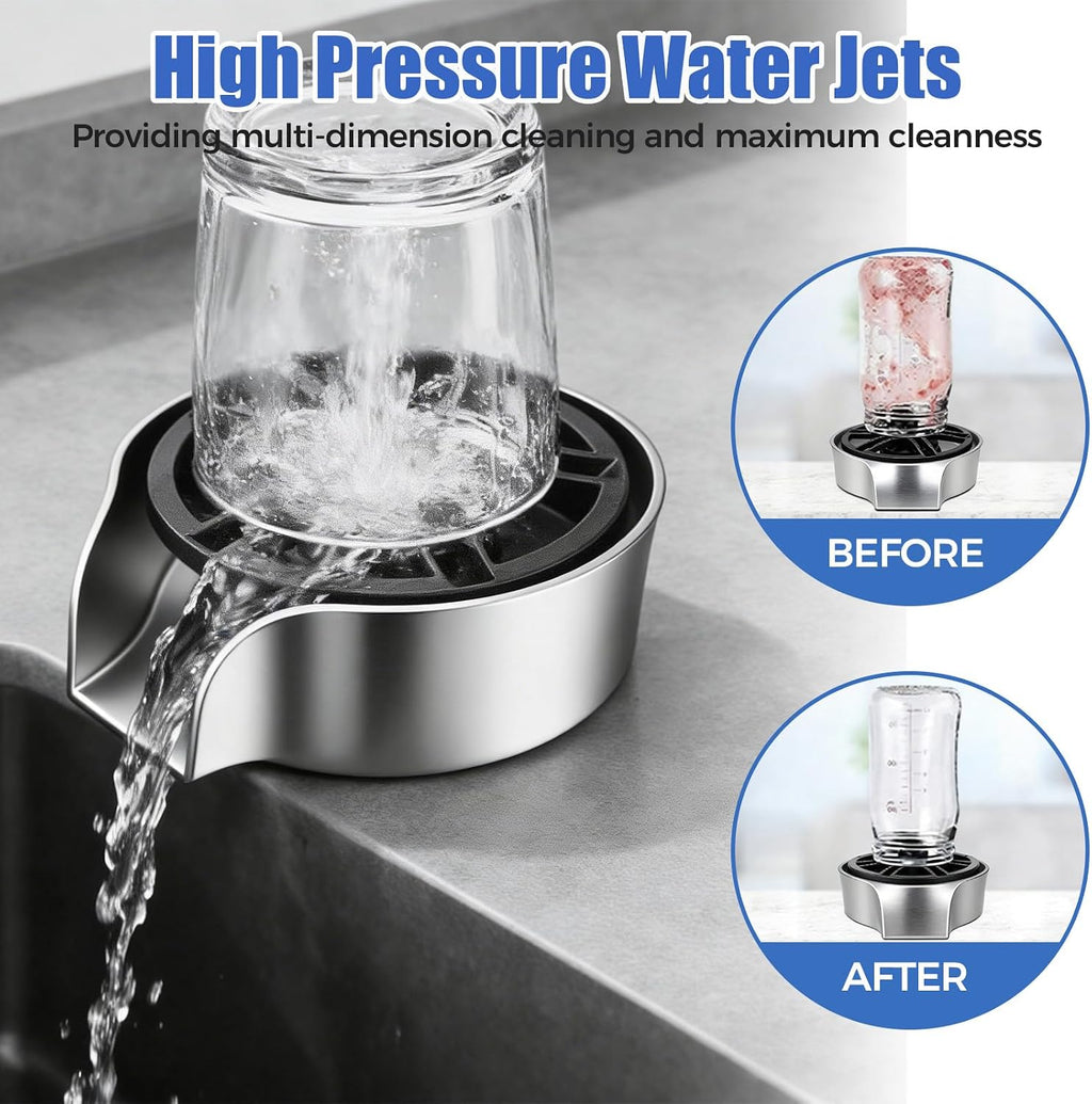 Glass Rinser for Kitchen Sink, 360 Degree Rotating Glass Rinser