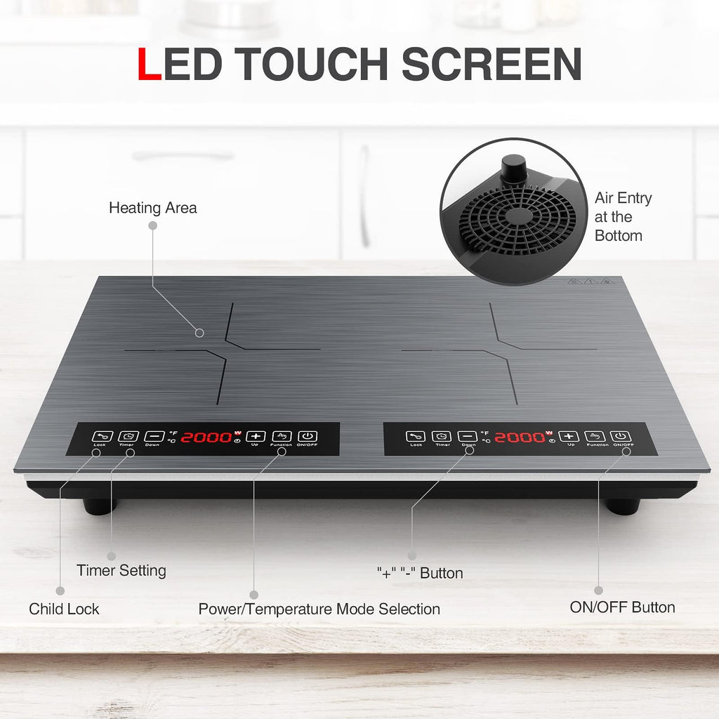 Double Induction Cooktop 2 Burner 110V 4000W Portable Table Stove