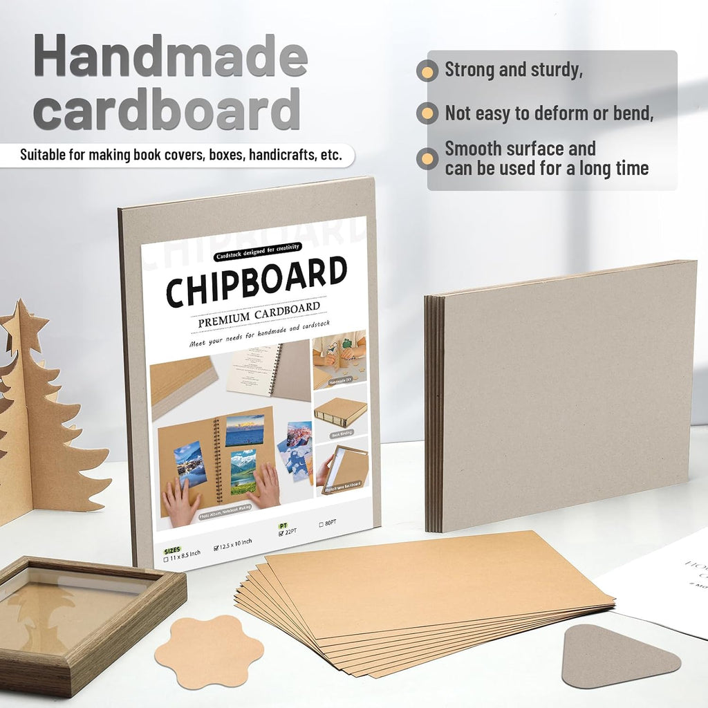100 Chipboard Sheets 8.5 x 11", 22PT Cardboard for Crafts