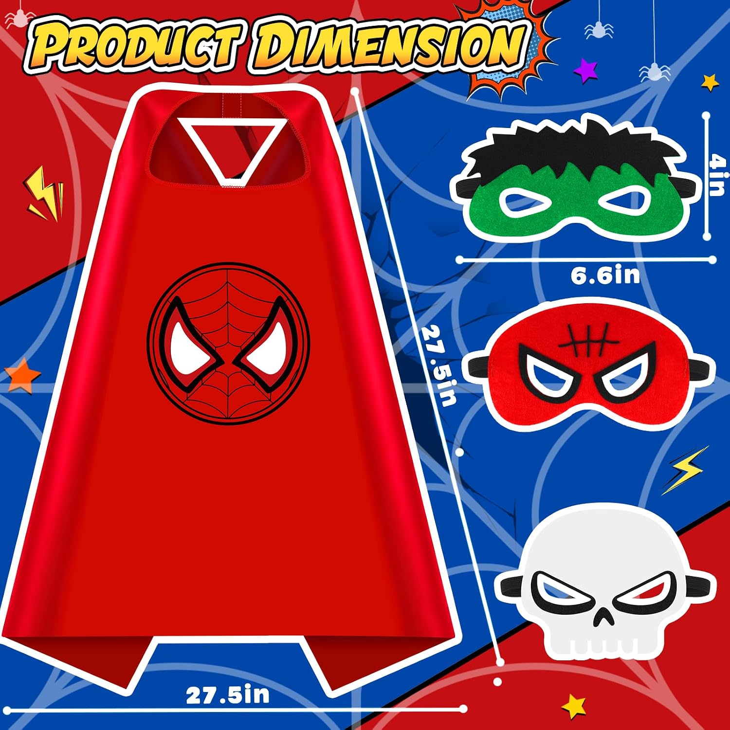 Glow in the Dark Superhero Capes, Halloween Costumes for Kids 3-12 | Finger Lights and Masks for Christmas, Birthday