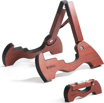 Wood Guitar Stand Portable Folding for Acoustic Electric Classical | Fits Most Gig Bags, Carry Bag Included, Fully