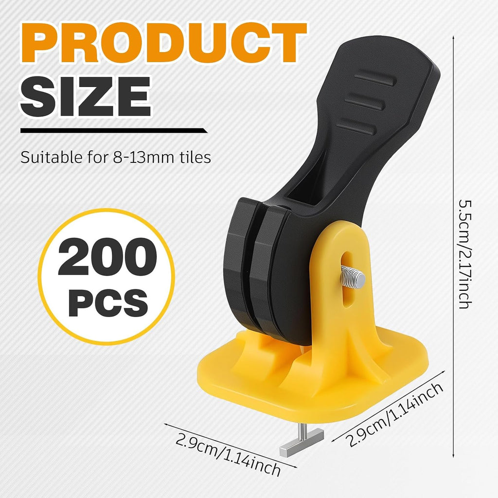 Tile Leveling System Kit 200 Reusable Tile Spacers + 200 1/16'' Replaceable Spare Steel T-pin, Leveling Clips Fit