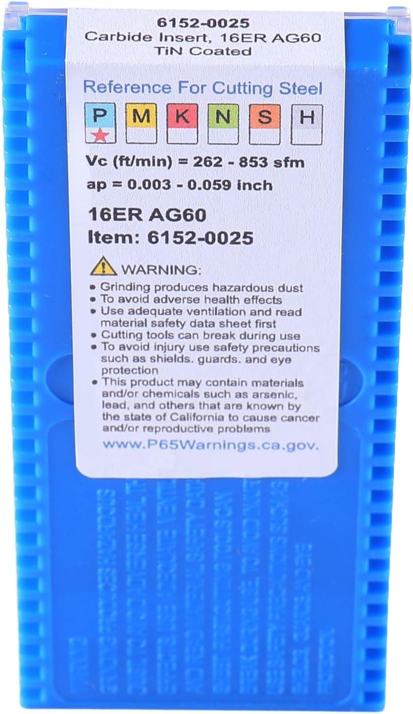 Accusize Carbide Threading Inserts, 16ER AG60 TiN, 2652-0025