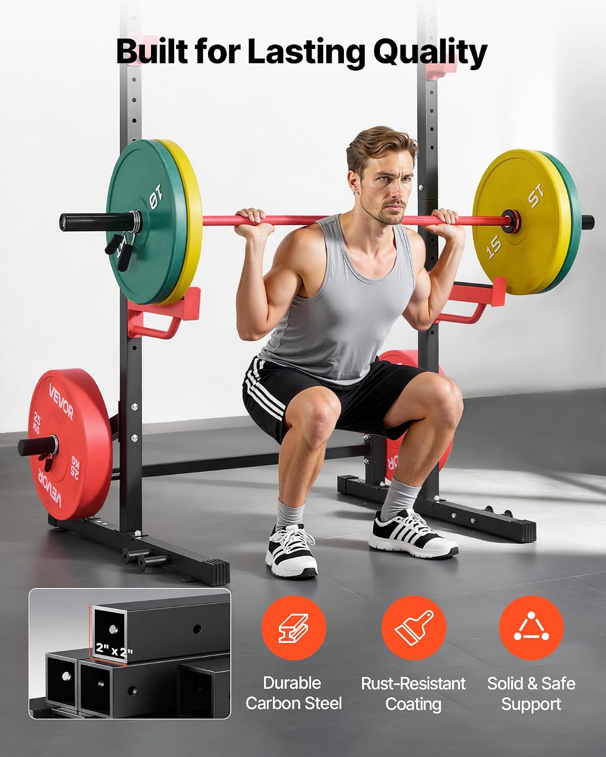 Power Cage Squat Rack, Multifunctional Squat Rack for Home Gym, Workout Strength Training Equipment for Bench Press