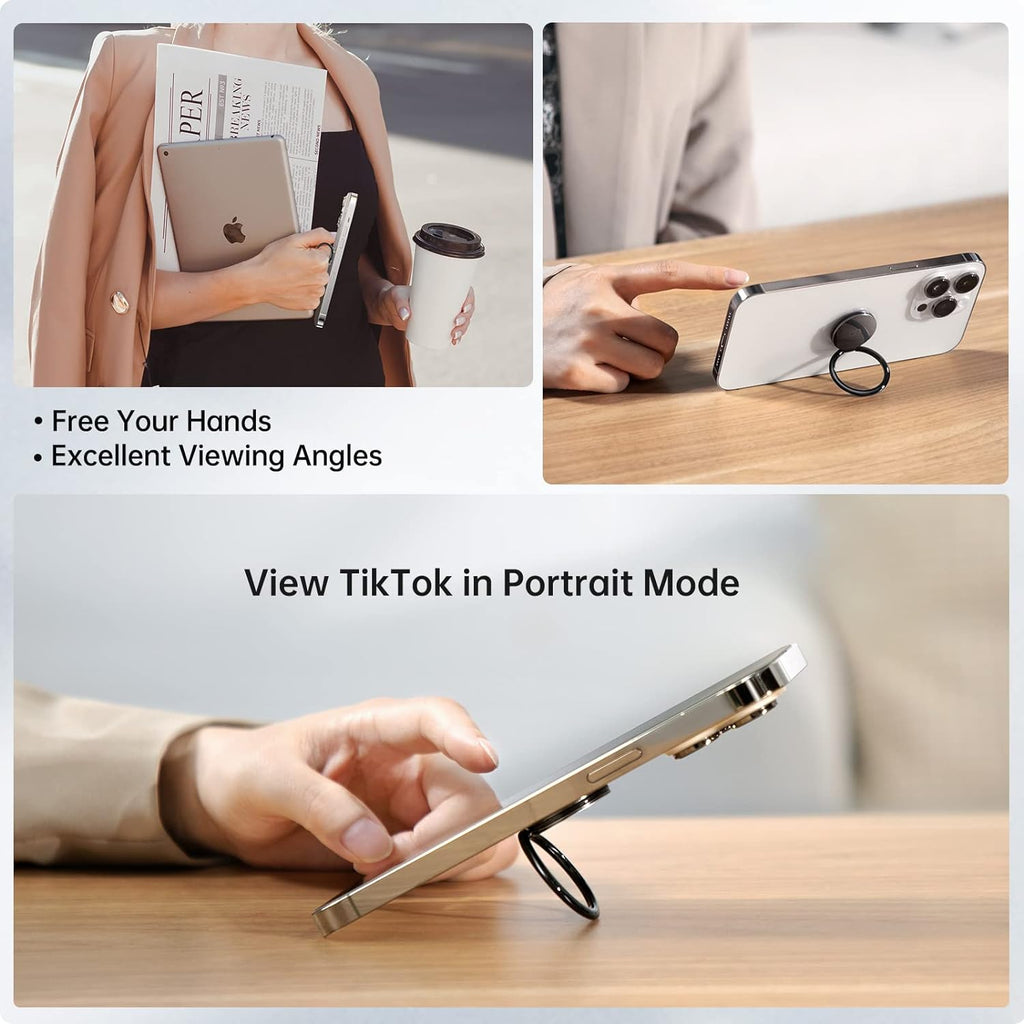 Adhesive Phone Ring Holder, Cell Phone Grip, iPhone Ring Stand | 360° Rotation, Mini Size, All Metal, Strong