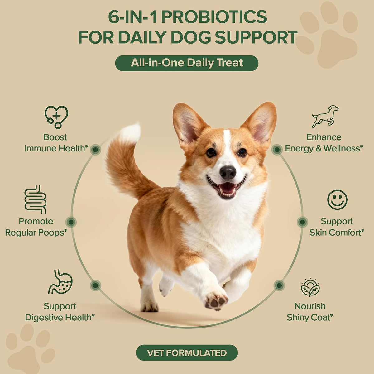 Probiotics for Dogs - Dog Probiotics for Yeast, Itchy Skin and Itchy Ears, Digestive Health, Diarrhea Relief, Gut &