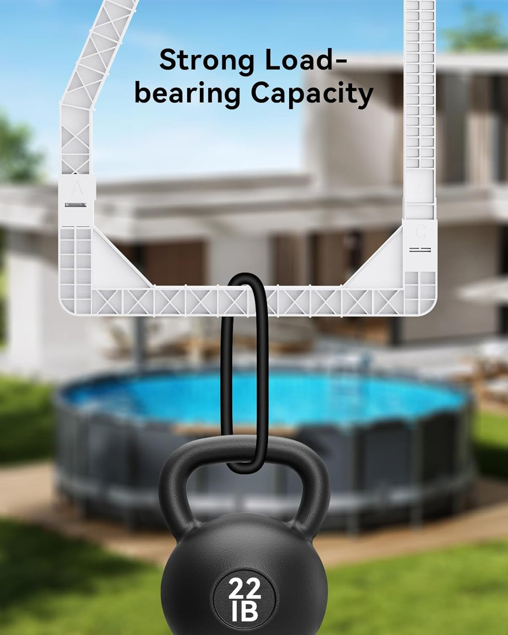 Solar Pool Cover Holder, Adjustable Solar Cover Hooks Keep Solar Cover Off The Ground, No Drill, No Rust, 4 Pack