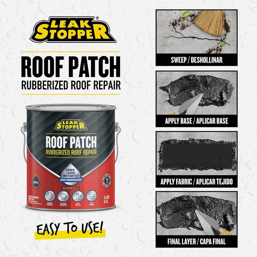 Gibson Leak Stopper Rubberized Roof Patch 1 Gallon | 100% Flexible Instant Sealant for Built-Up Roofs, SBS Modified