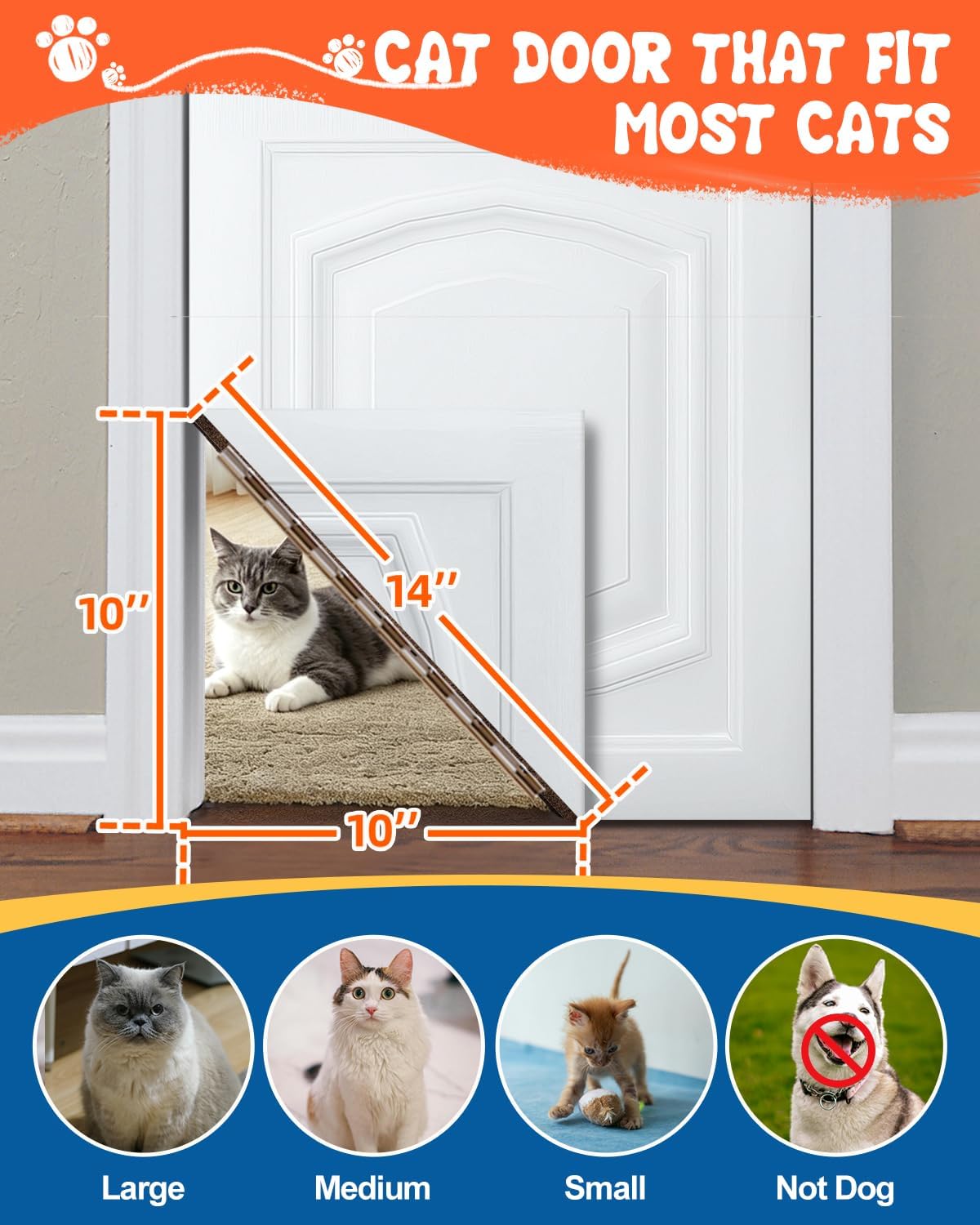 Cat Corner Door Hinge Kit, Interior Pet Flap Magnetic Locking DIY
