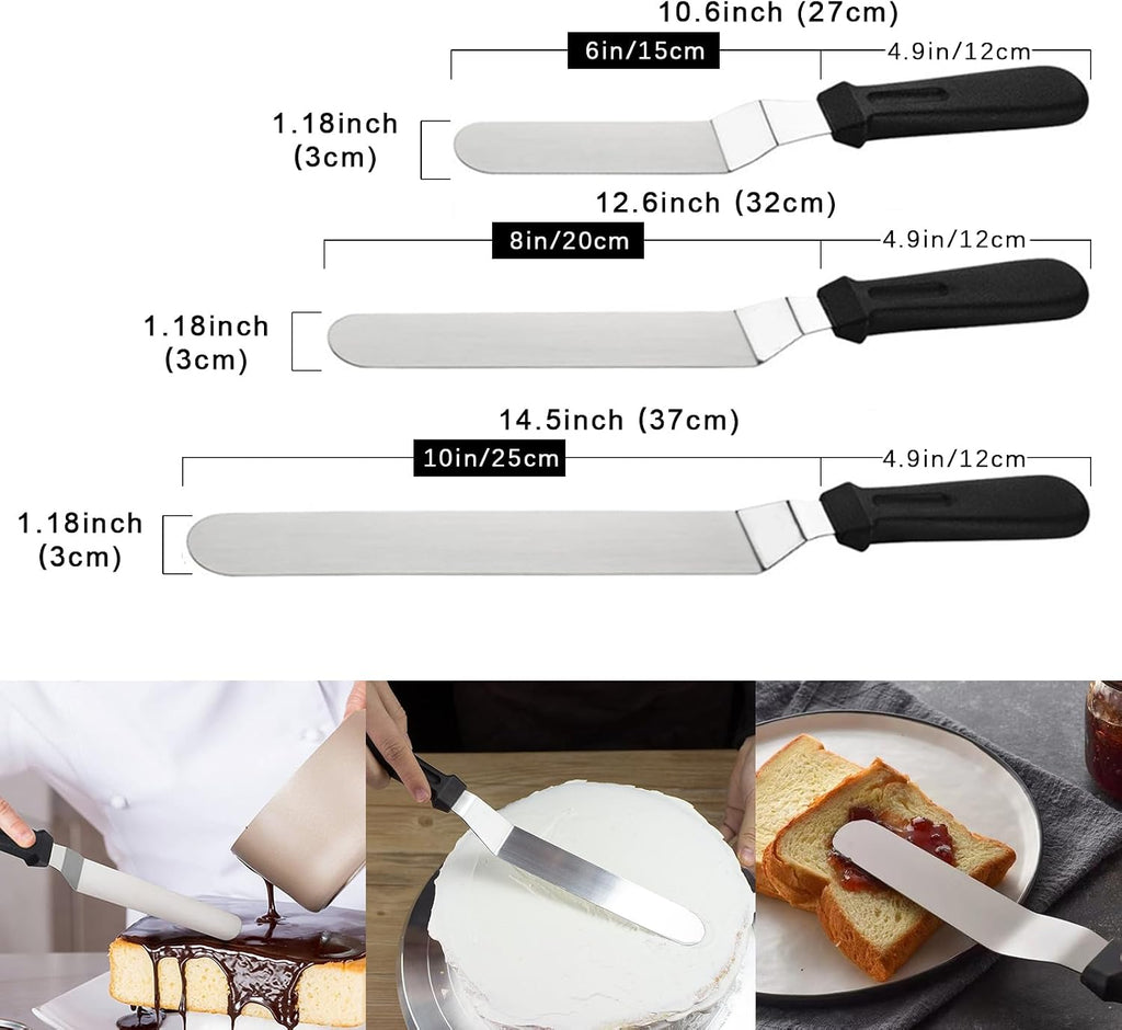 Offset Icing Spatula Set for Cake Decorating, Stainless Steel