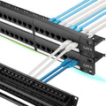 48 Port Cat6 Patch Panel with Inline Keystone 10G Support, Pass-Thru Coupler UTP 19-Inch, Removable Back Bar, 1U