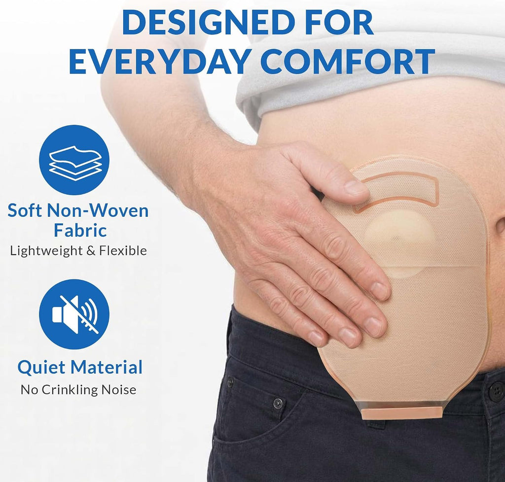 Ostomy Bags Two-Piece, Colostomy Ileostomy Supplies, Hydrocolloid Skin Barrier, Cut-to-Fit 1” to 2 1/4”, Locking Ring