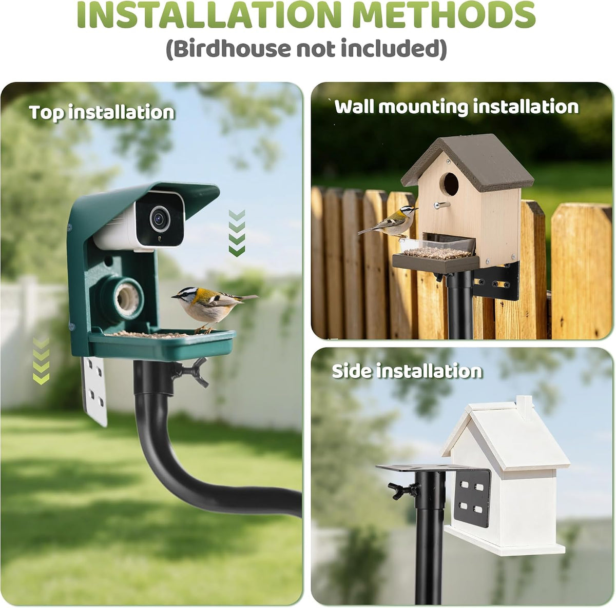 Upgraded Bird House Pole Heavy Duty Bird Feeder Pole Thickened Pole with 4 Hooks,Wind-Resistant Water Bowl,Mesh