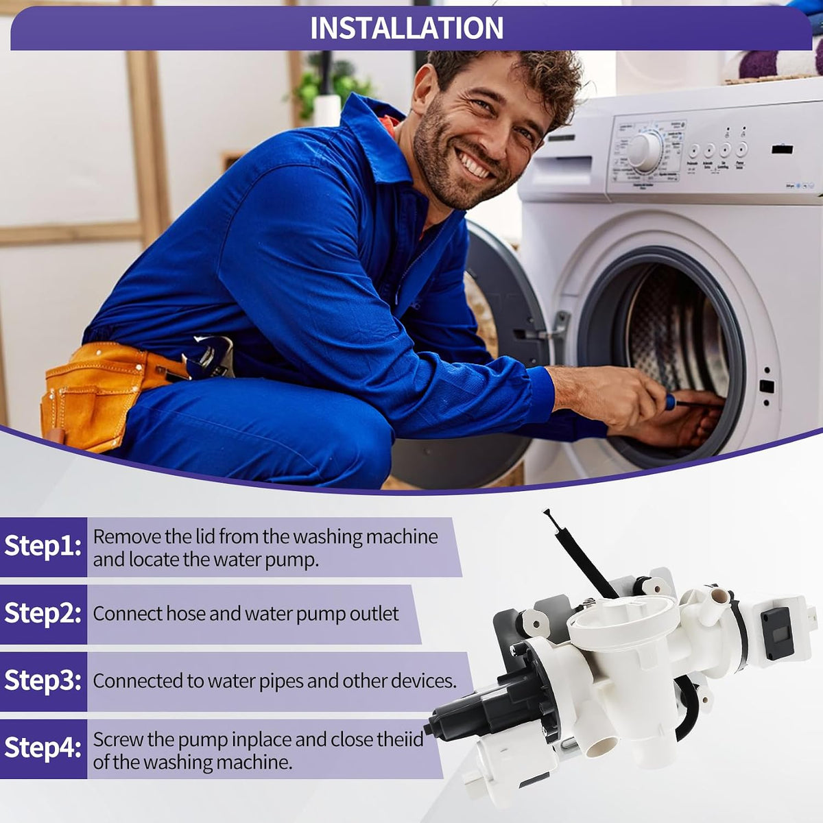 WFW5620HW0 MHW5630HW0 MHW5630HC3 Washer Drain Pump Fit for maytag whirlpool