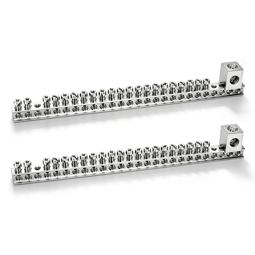 2 Set Aluminum Ground Bar Kit with 21 Terminal Positions