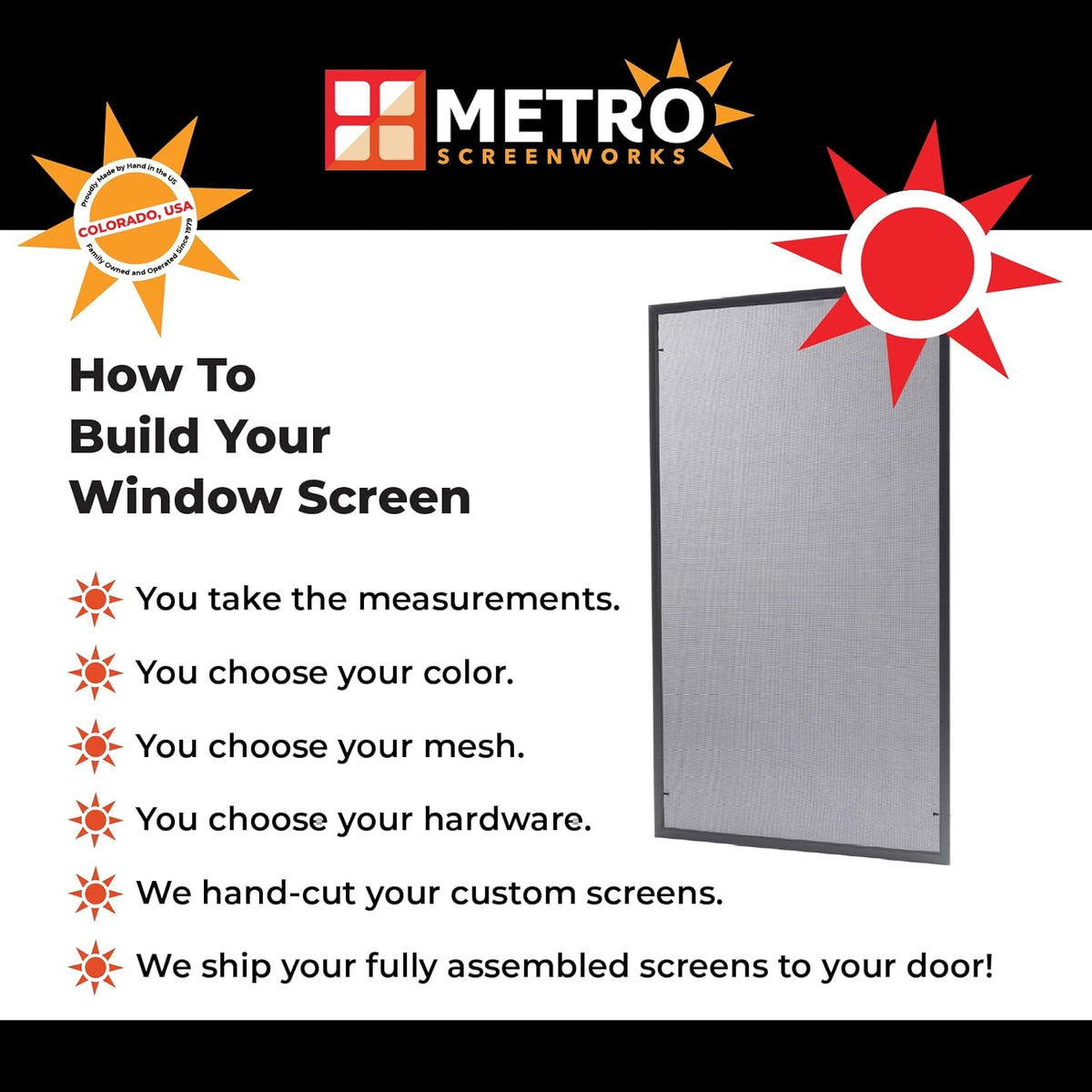 Custom Window Screen Fully Assembled, White Frame