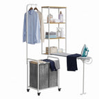 Laundry Sorter with Hanging Bar for Laundry Room, Foldable Ironing Board