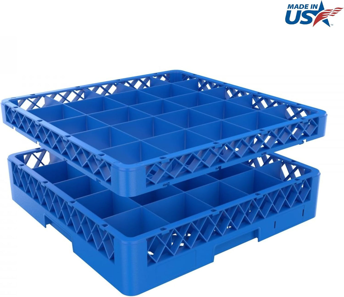 25-Compartment Glass Rack Base and Extender, Blue