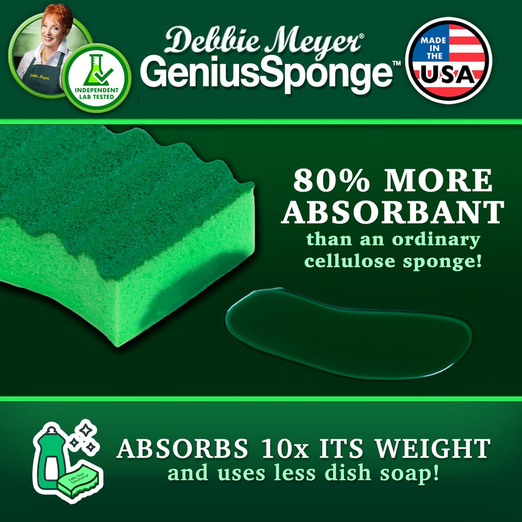 GeniusSponges - 8-Pack Kitchen Sponges for Washing Dishes