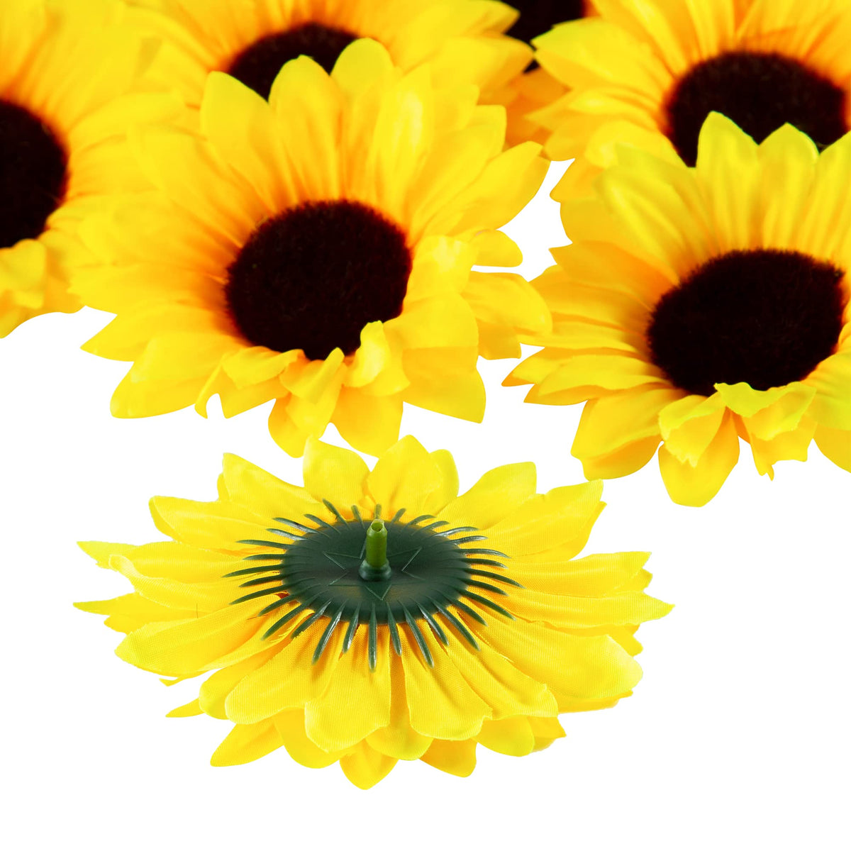 40pcs Fake Sunflower Heads with Stems, Yellow