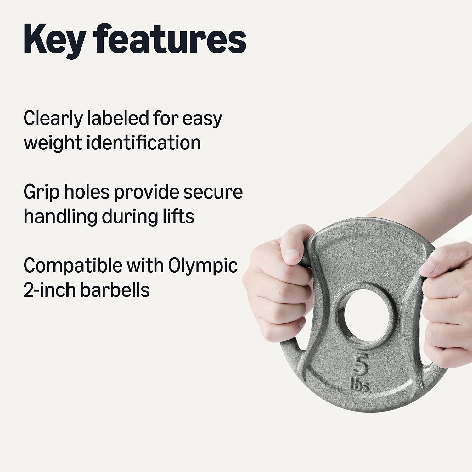 2-Inch Olympic Grip Weight Plates, Cast Iron