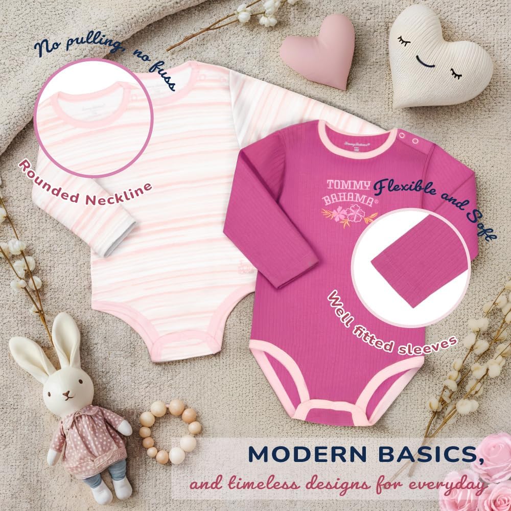 Baby 5-Piece Onesie Set - 100% Cotton Long Sleeve Bodysuit 5-Pack for Infant Boys and Girls