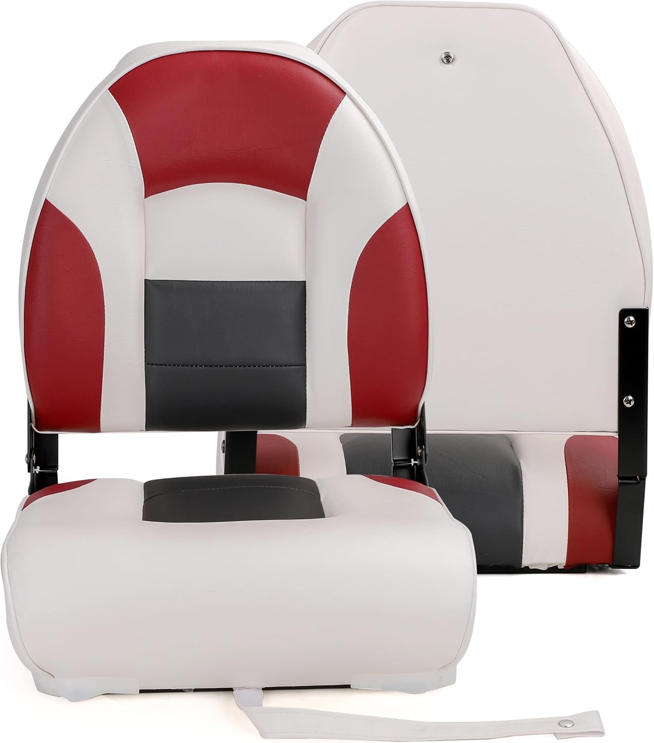 Deluxe A Pair of Marine High Back Folding Boat Chair Fishing Boat Seat,for Fishing, Bass/Jon/Pontoon Boat Chairs, 4