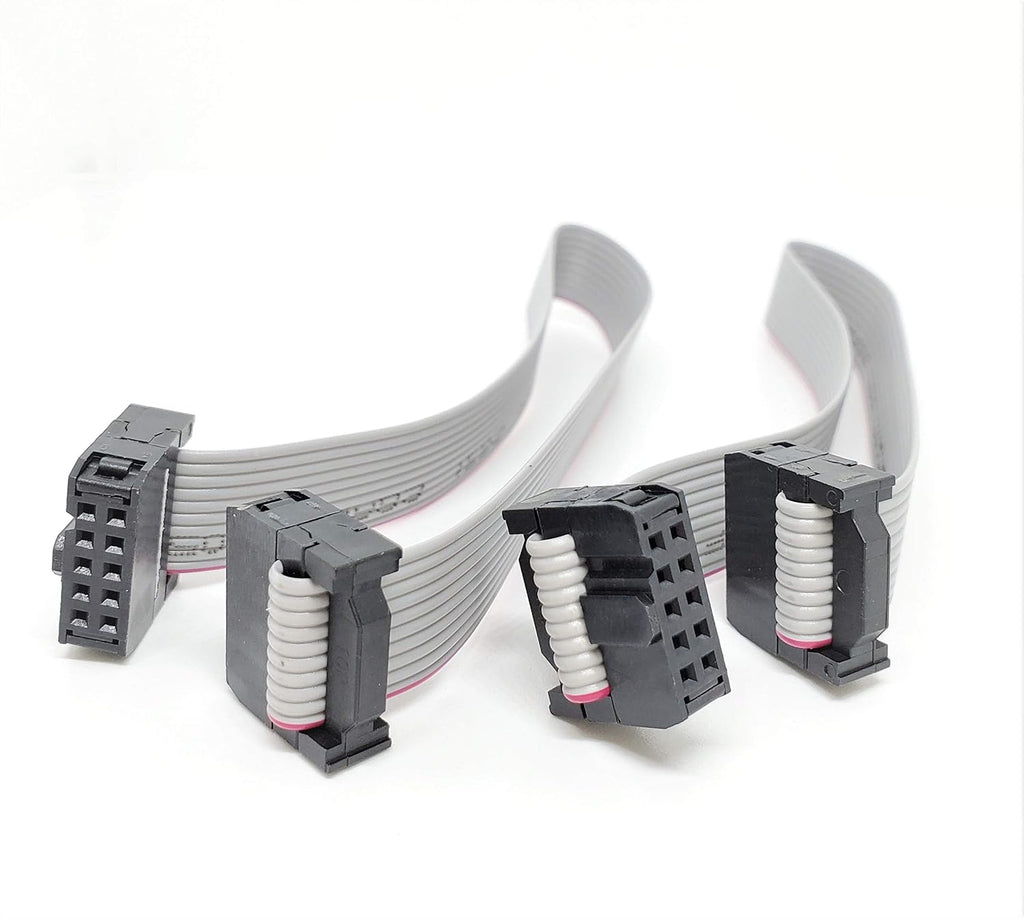 IDC 2-Pack 20cm 8" Length 10 Pins 10P 2.54mm FC Dual Rows 0.1" Pitch Connectors Female Sockets on Silver Flat Ribbon Cable, Net Length is 7 inches 18cm F/F (10P-20cm-2PK)