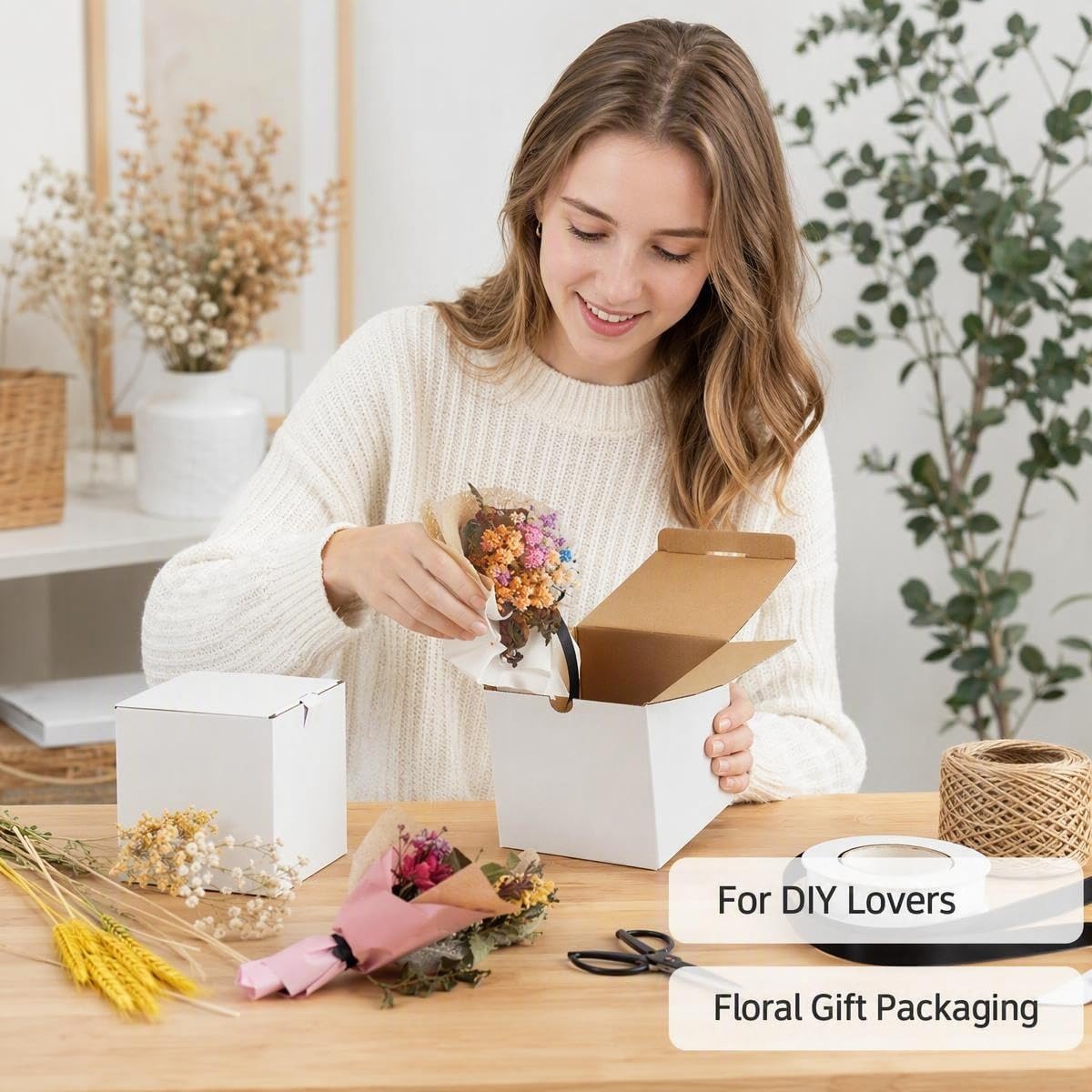 25 Pack 5x5x5 Inch White Corrugated Cardboard Shipping Boxes