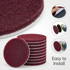 10 Pack 6 Inch 400 Grit Hook and Loop Scrubber Scouring Pads