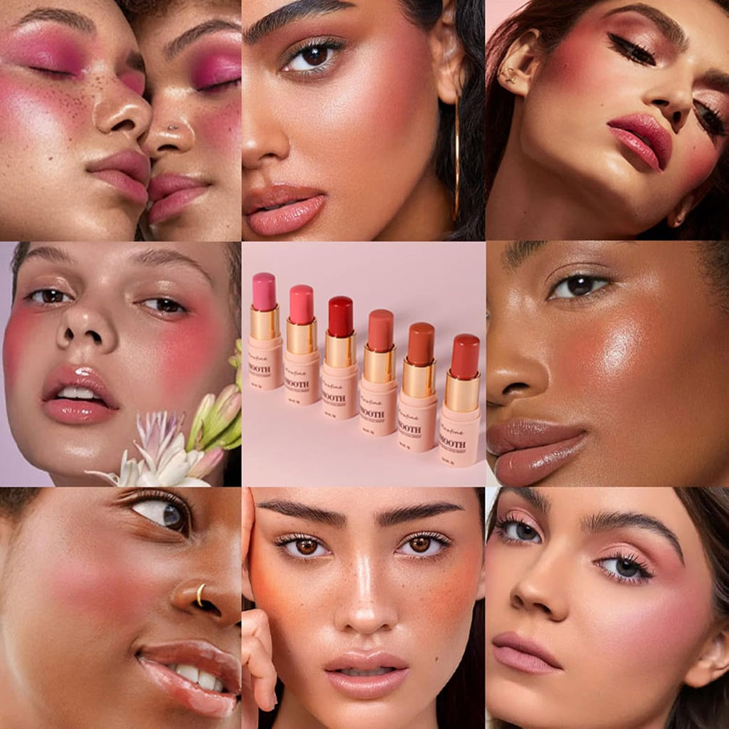 Hot Red Monochromatic Cream Blush Stick for Cheek, Eyeshadow, Lip, 0.28oz