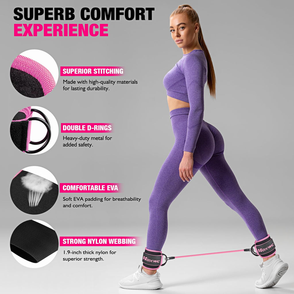Ankle Resistance Bands with Cuffs, Ankle Bands for Working Out, Ankle Resistance Band for Leg, Booty Workout