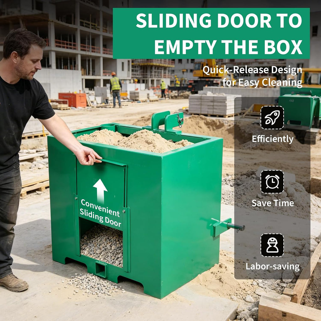 Ballast Box for Tractors with 800 LB Load Capacity and 5 Cu.ft Heavy Duty Steel Ballast Fits Category 1 Three Point