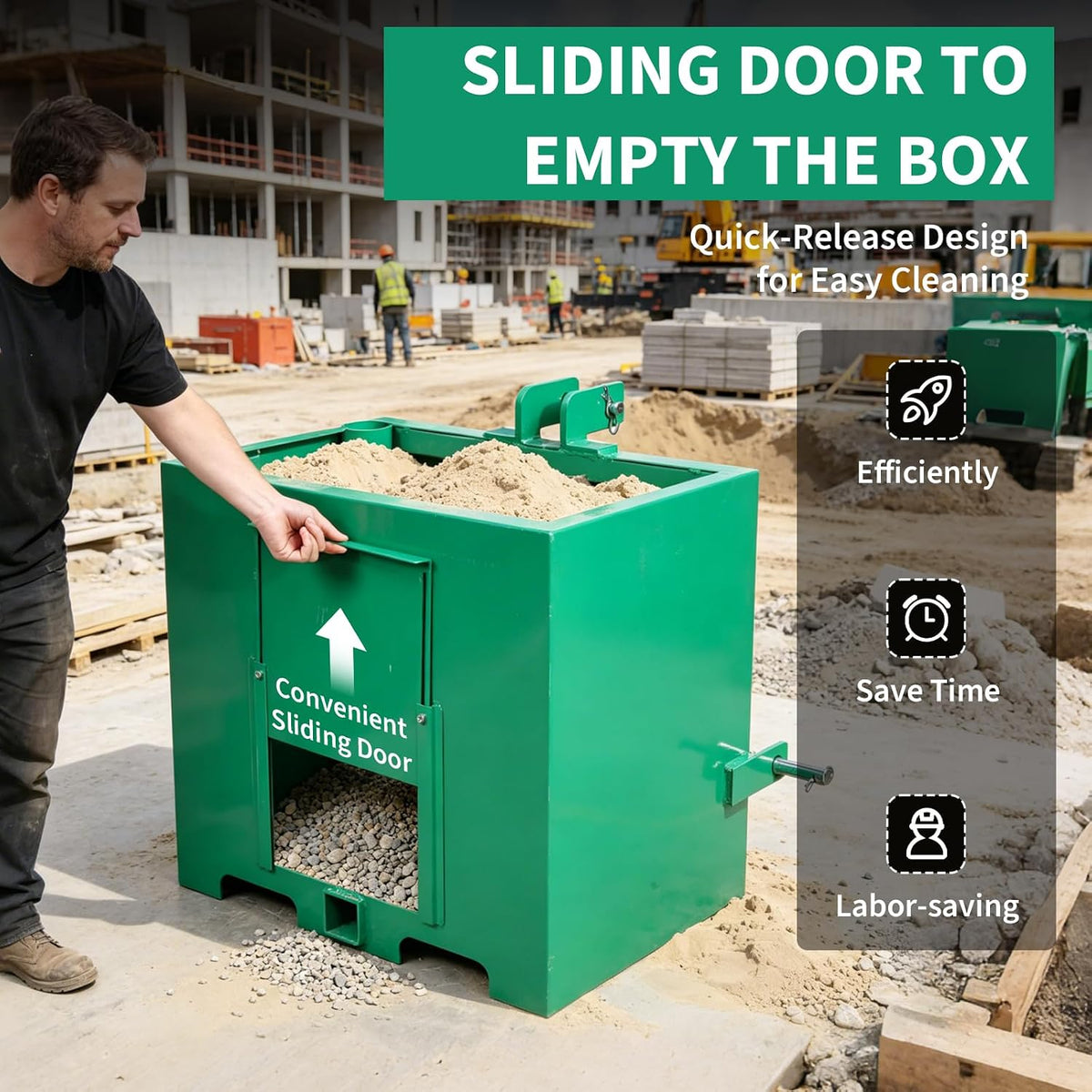 Ballast Box for Tractors with 800 LB Load Capacity and 5 Cu.ft Heavy Duty Steel Ballast Fits Category 1 Three Point