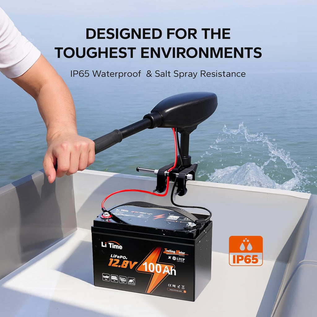 12V 100Ah Trolling Motor LiFePO4 Battery for Marine, Boat, RV, Yacht | Group 31, 100A BMS, Max. 15000 Cycles, Low
