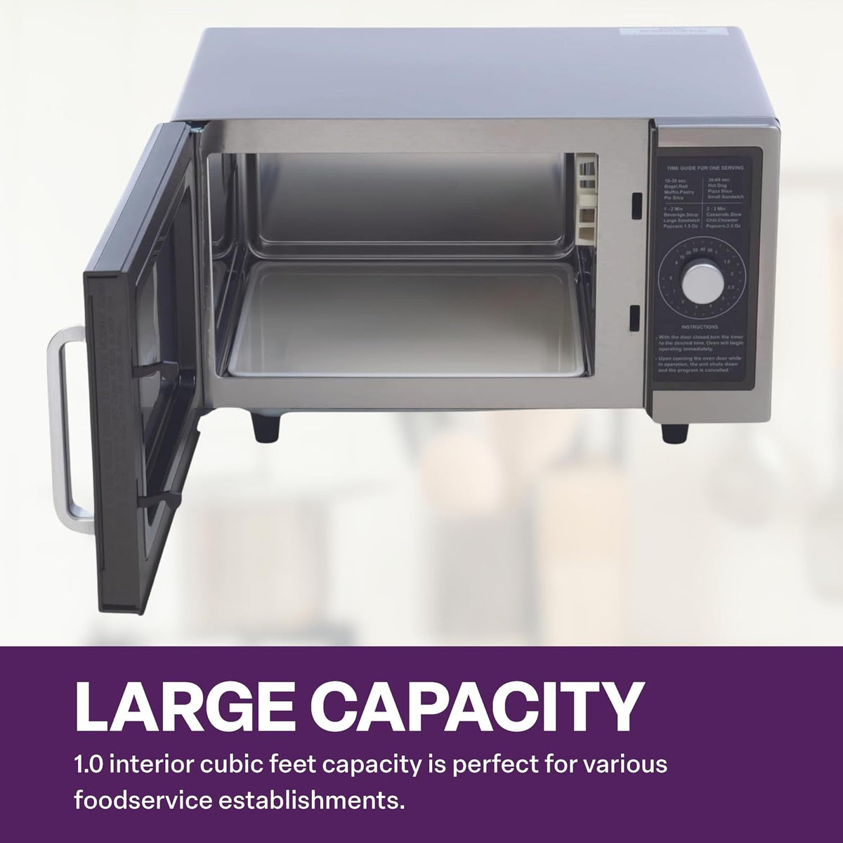 Commercial Microwave with Dial Control, 1 Cubic Feet Interior, Stainless Steel, 1000 Watts, UL and NSF Approved