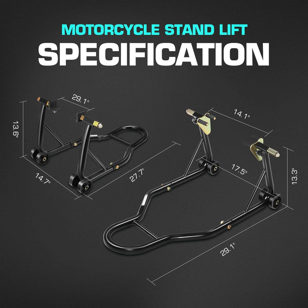 Motorcycle Stand Lift Universal Paddock Lift Stand 880 Capacity Front Wheel Fork Stand Rear Wheel Swingarm Spool