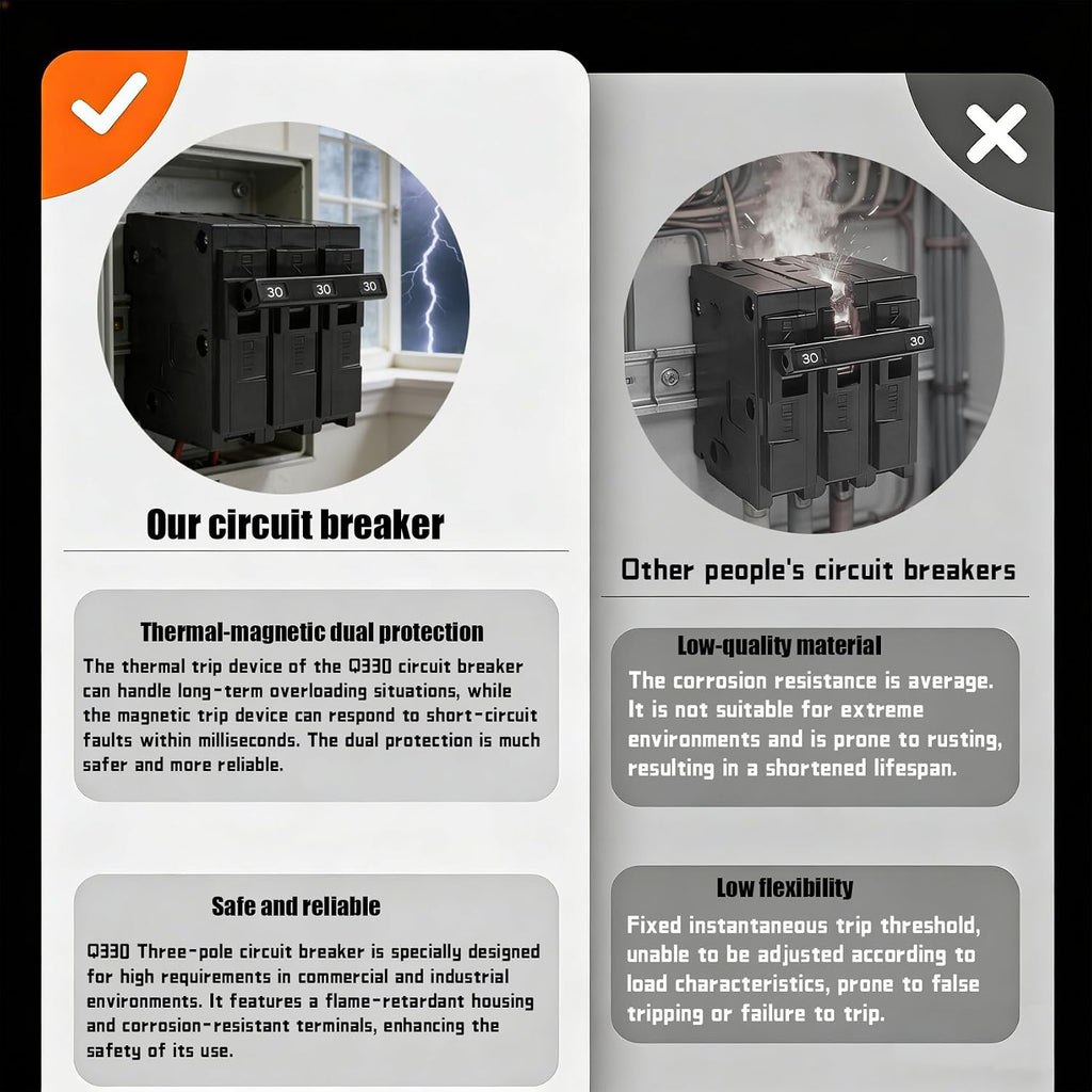Q330 Circuit Breaker 3 Pole 30-Amp, Compatible with Siemens 240V QP Panel.