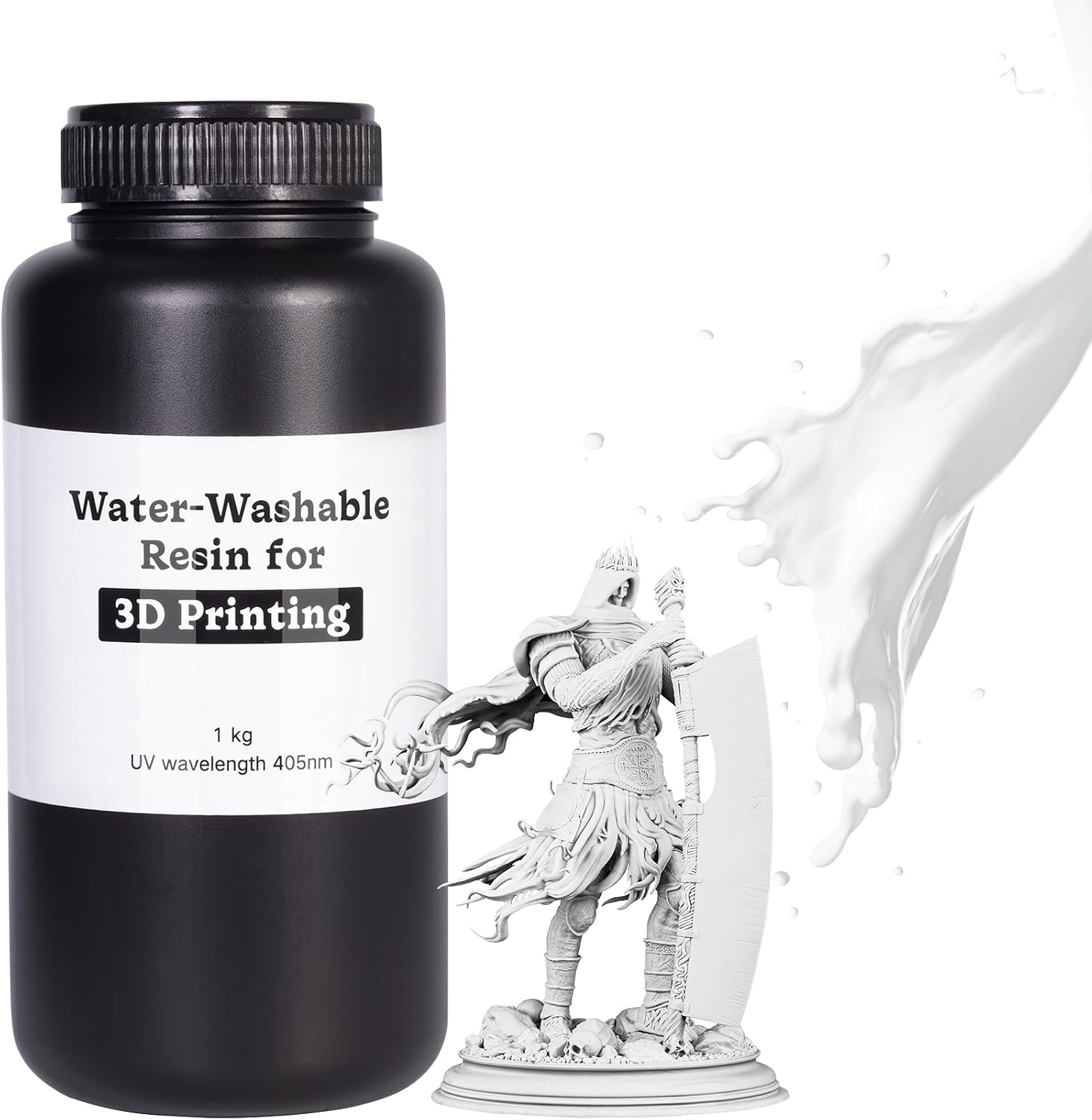 Water Washable 3D Printer Resin, 405nm High-Speed Printing Liquid Photopolymer Resin, Upgraded Formula 3D Printing