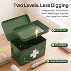 Large Metal First Aid Box Empty, 8.5-Inch, Green with White Cross