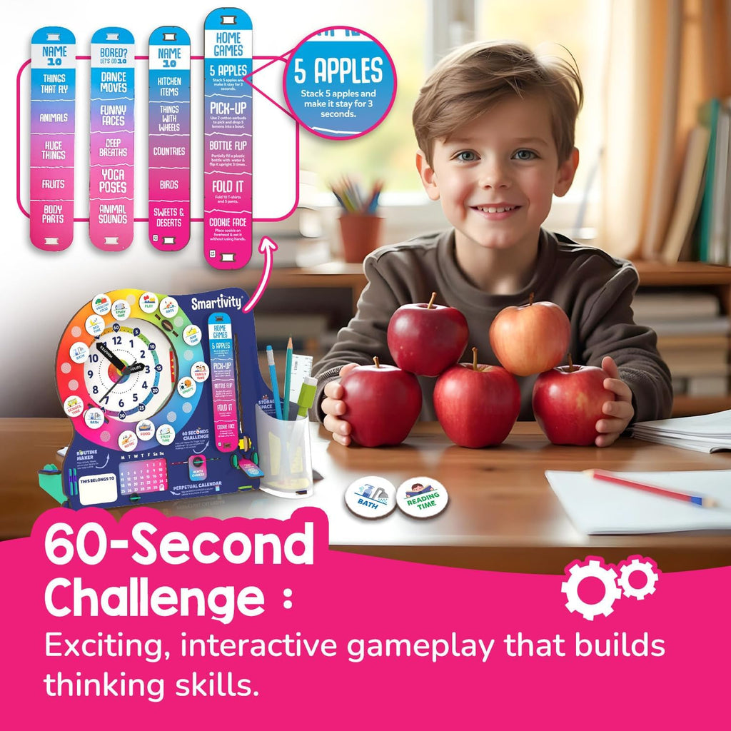 DIY Interactive Clock with Stationary Organiser for Kids Ages 8-14 | Features an Infinity Calendar | Birthday Gift