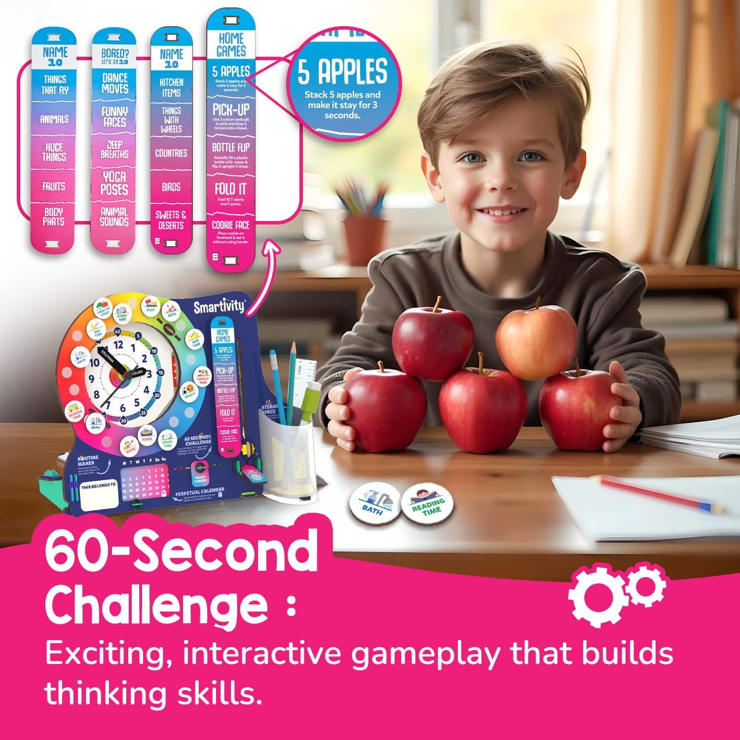 DIY Interactive Clock with Stationary Organiser for Kids Ages 8-14 | Features an Infinity Calendar | Birthday Gift