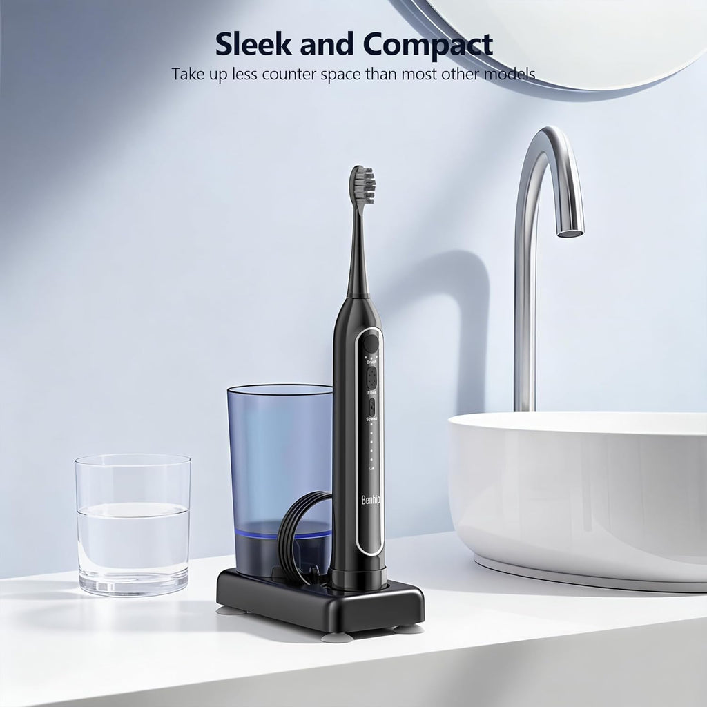 Electric Toothbrush with Water Flosser Combo, 2-in-1 Flosses and Sonic Toothbrush, Flossing Toothbrush for Adults