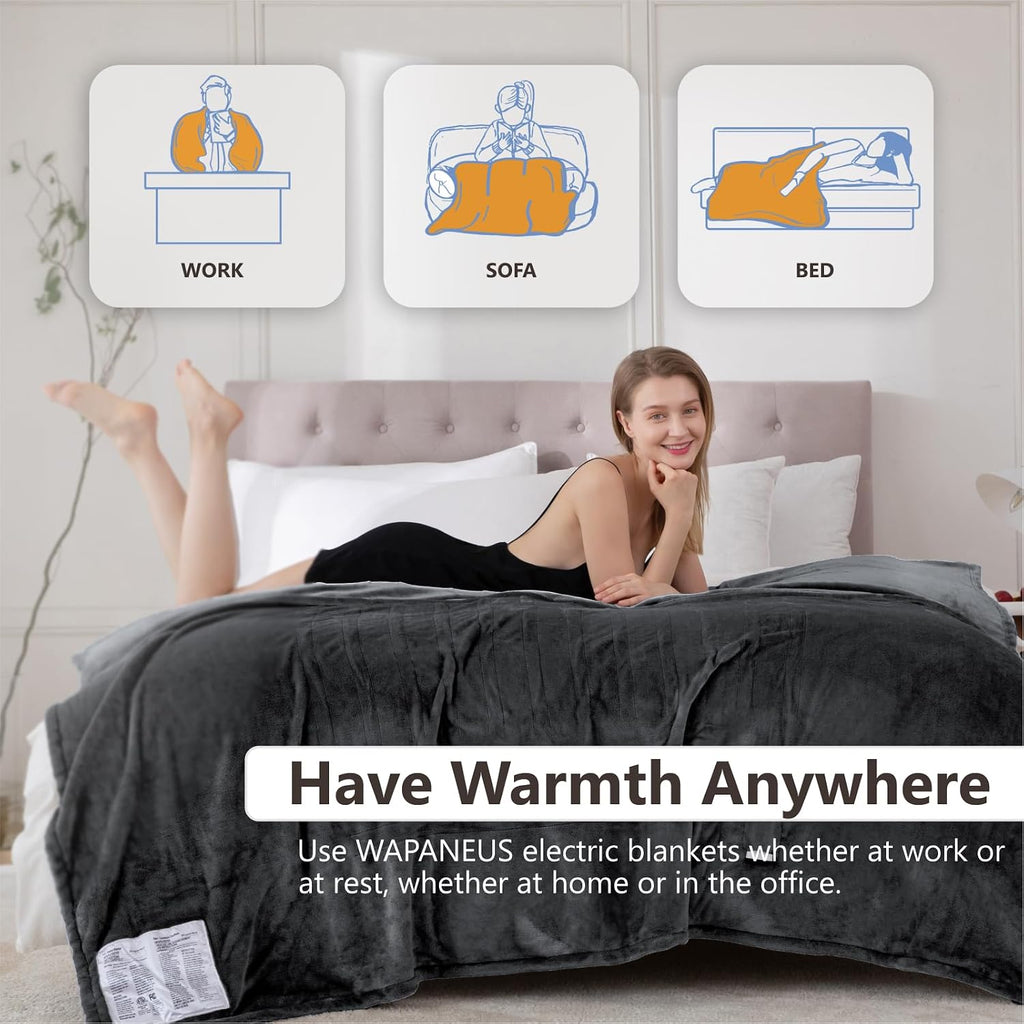 Heated Blanket Electric King Size 90"x100"-Dual Control with 10 Heat Levels 12 Timer Settings and 8 Hours Auto-Shut