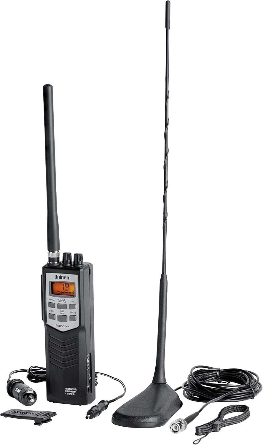 PRO501TK Pro-Series 40-Channel Portable Handheld CB Radio, Two-Way Emergency Radio, includes High-Gain Magnet Mount
